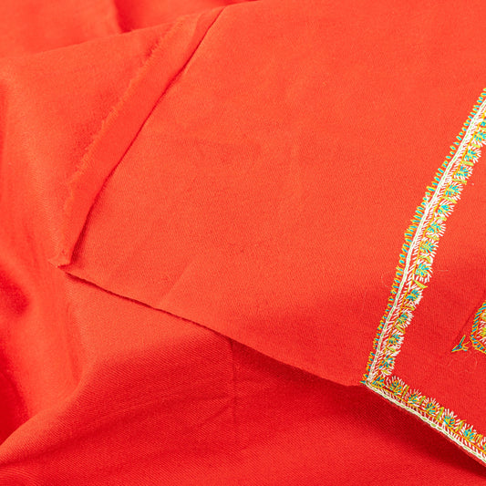 Sanskriti Vintage Long Red Pure Woolen Shawl Hand Embroidered Suzani Neck Stole