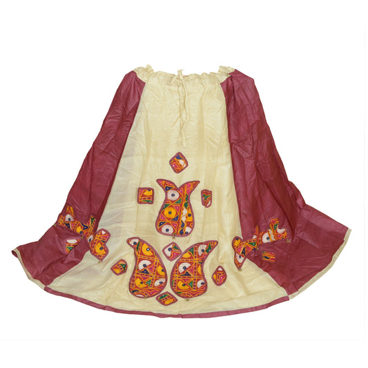 Sanskriti Vintage Indian Long Skirt Pure Silk Hand Embroidered Kutch Lehenga