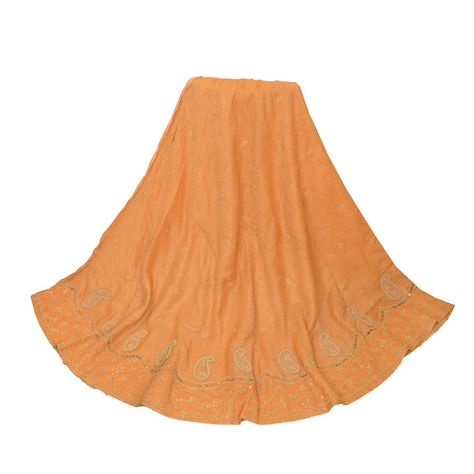 Sanskriti Vintage Long Skirt Pure Tissue Silk Hand Beaded Unstitched Lehenga