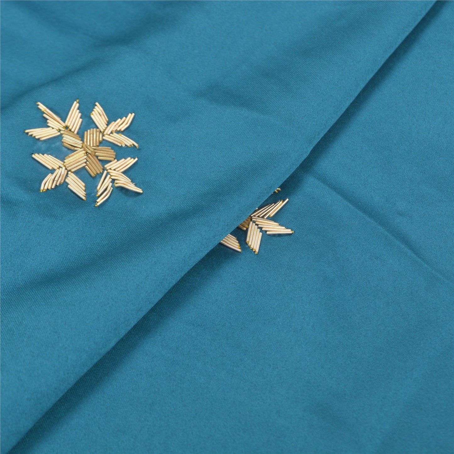 Sanskriti Vintage Long Skirt Pure Satin Silk Blue Handmade Unstitched Lehenga