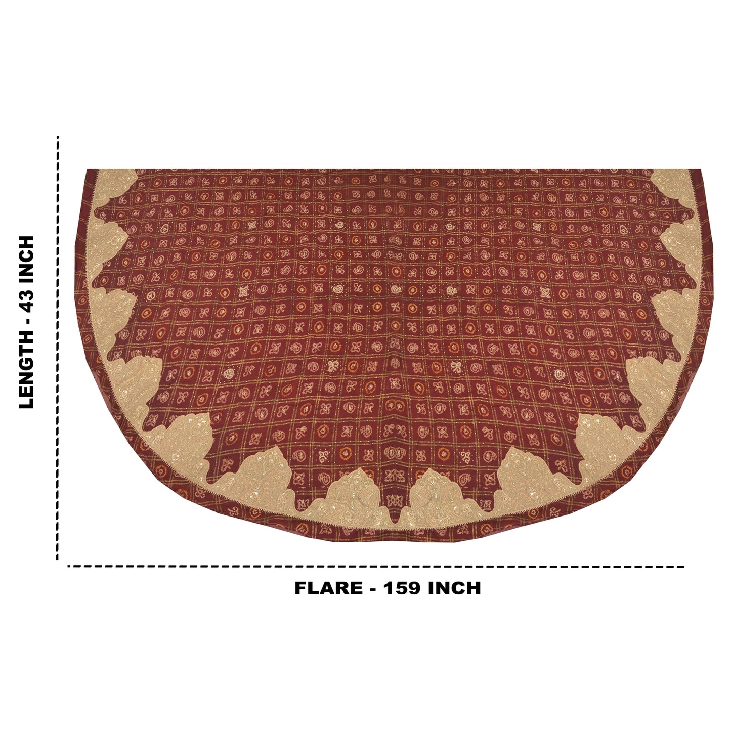 Sanskriti Vintage Long Skirt Pure Cotton Hand Beaded Bandhani Unstitched Lehenga