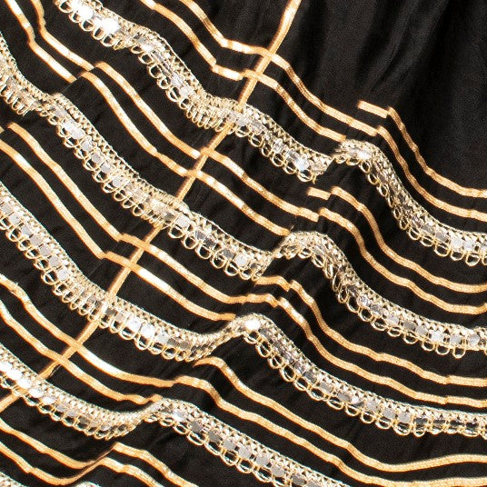Sanskriti New Black Soft Art Silk Skirt Choli Set Gota Lace Embroidered Sequins