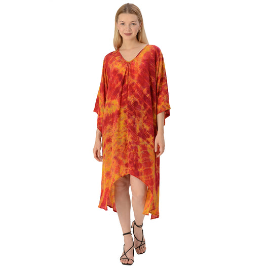 Sanskriti Vintage Limited Edition Handkerchief Kaftan Upcycled Pure Crepe Silk