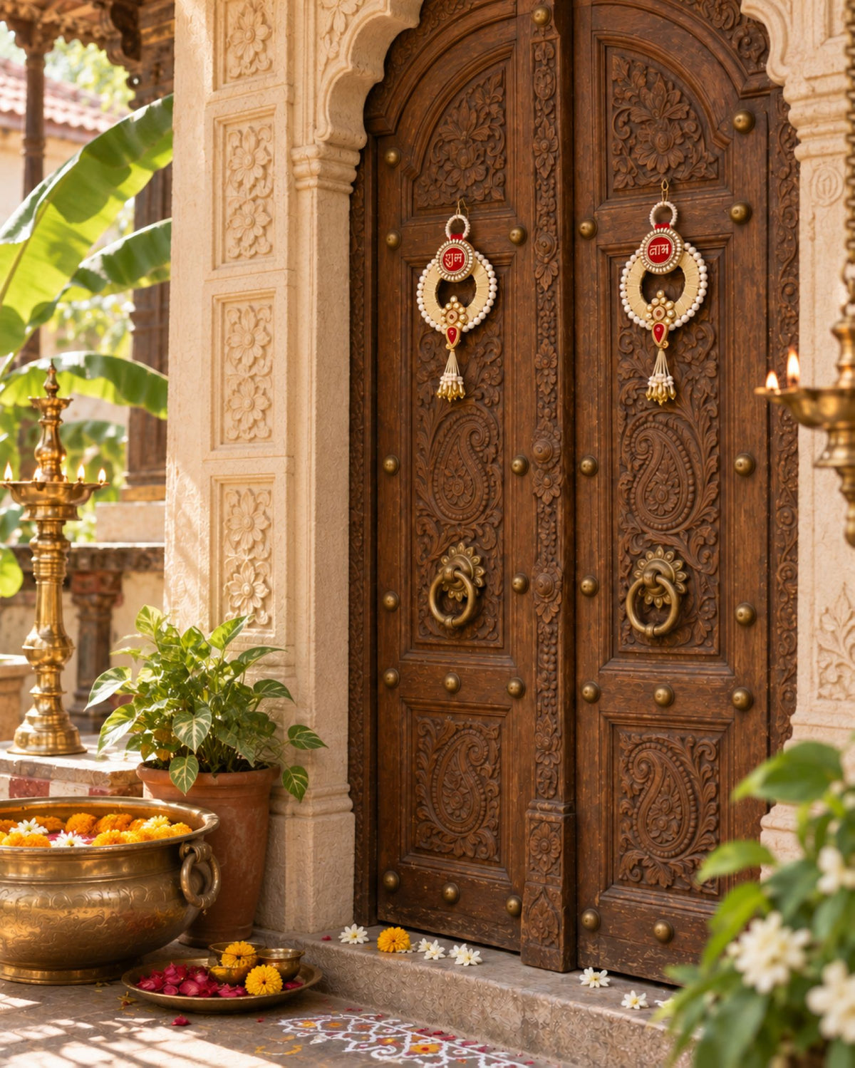 Sanskriti Handmade Shubh Labh Door Hanging 2pc Reusable Diwali Deco Latkan Toran