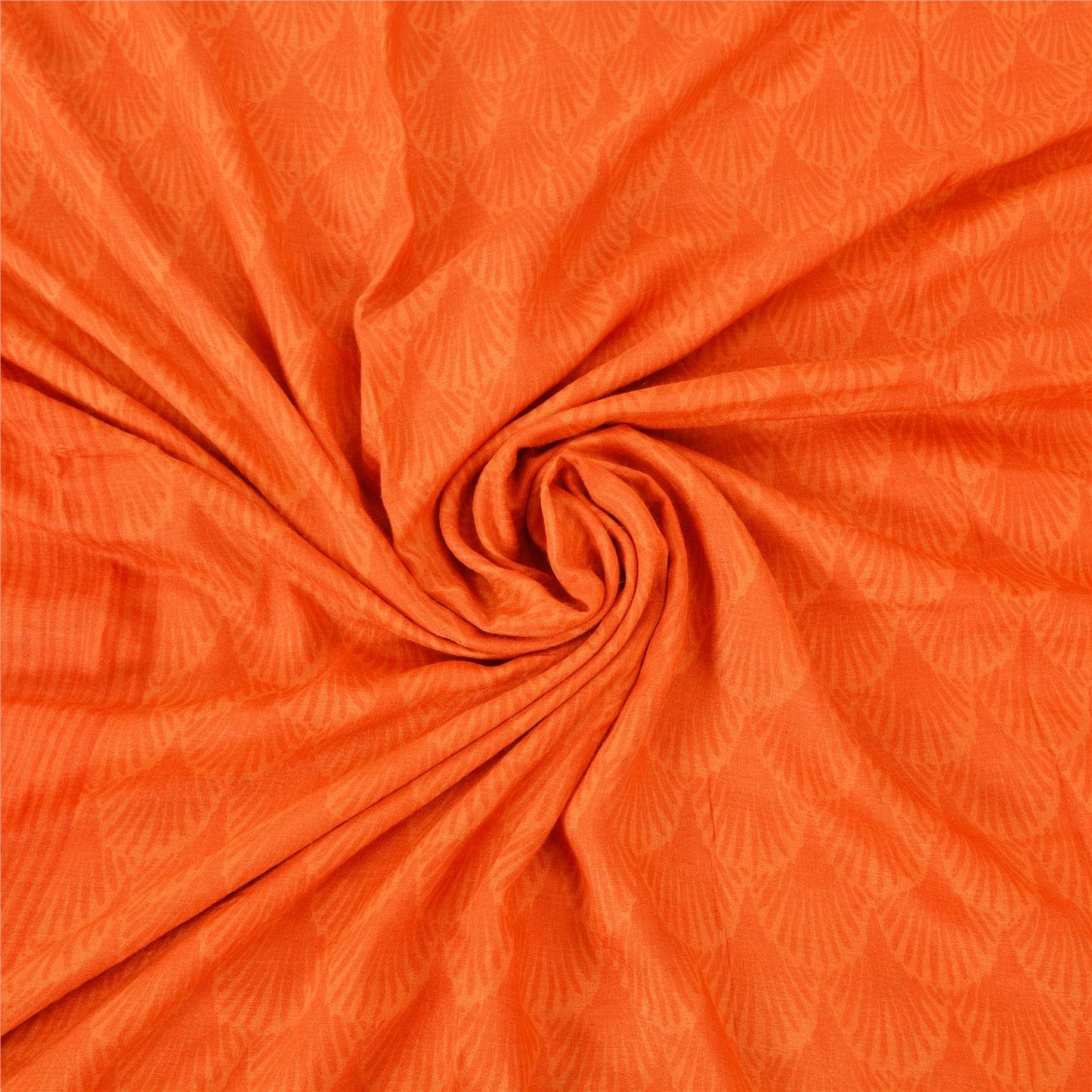 Sanskriti Vintage Sarees Rusty Orange Pure Woolen Printed Sari 5yd Craft Sustainable Fabric