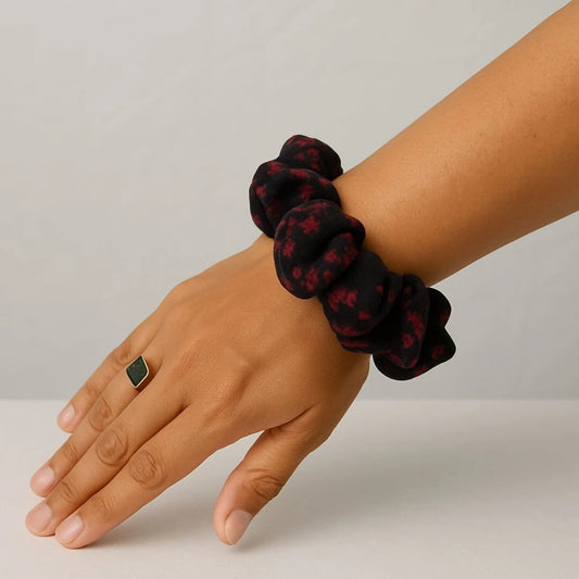 Sanskriti Vintage Handmade Silk 5/10 Pcs Scrunchies Upcycled Silk Hair Ties, Assorted Colors Eco Friendly Soft Oversized Ponytail Holders