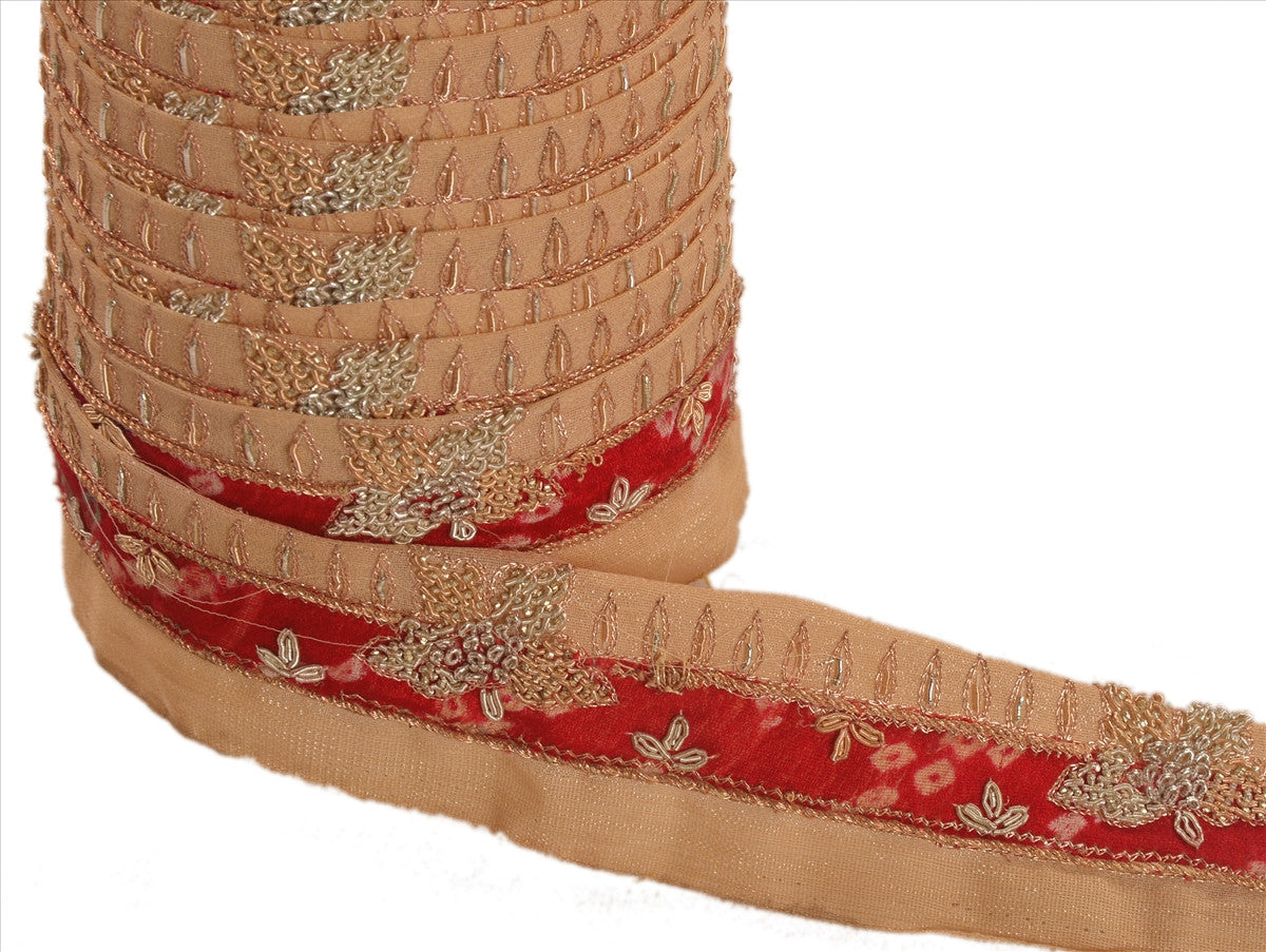 Sanskriti Vintage Saree Border Hand Embroidered Craft Trims Lace 1.5"W +1 Yard