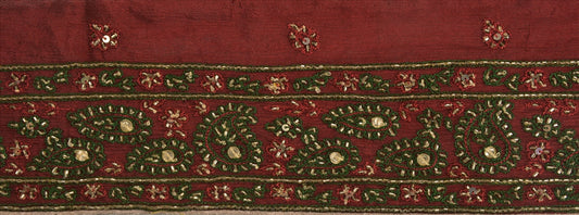 Sanskriti Vintage Saree Border Hand Beaded Indian Craft Trims Lace 2.5"W 1 Yard