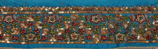 Sanskriti Vintage Saree Border Hand Beaded Indian Craft Trims Lace 3.2"W +1 Yard