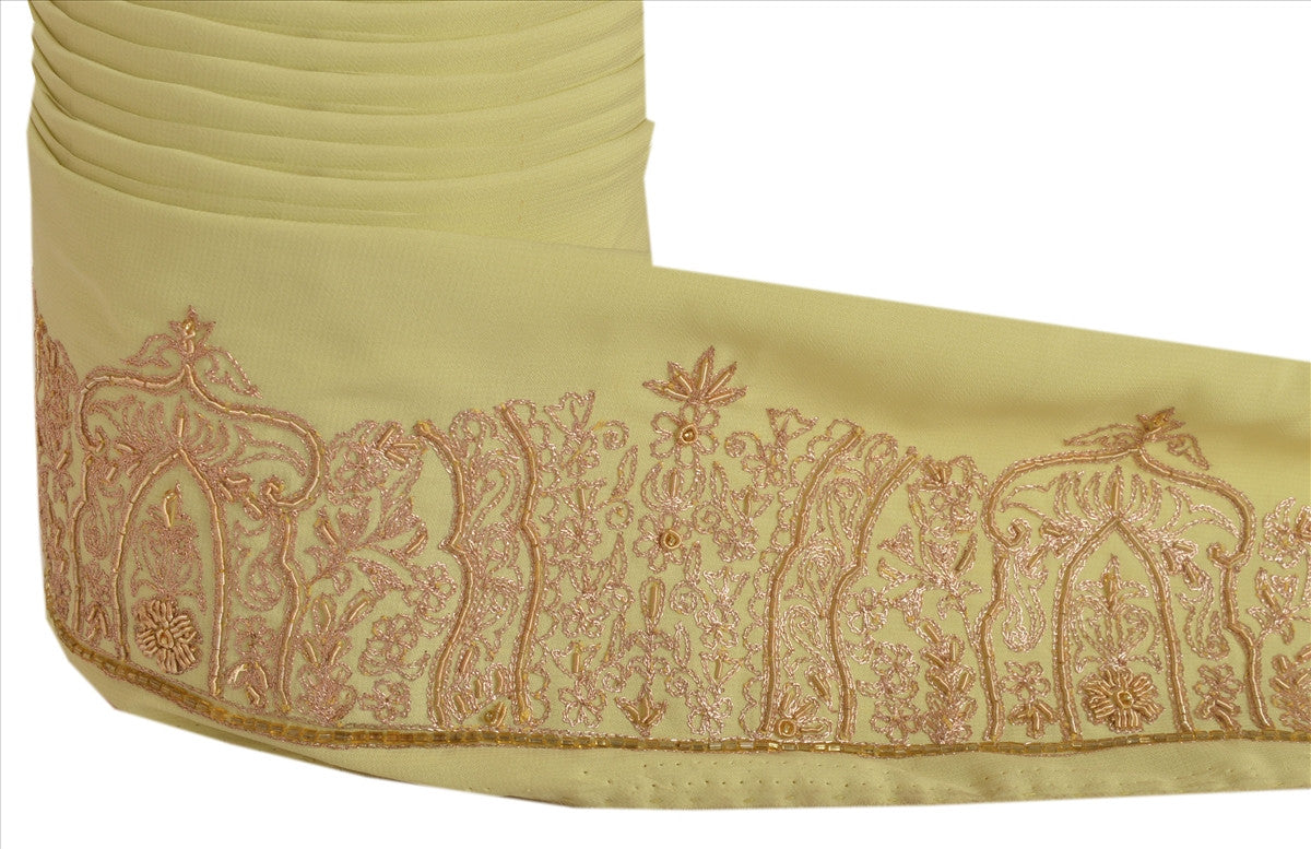 Sanskriti Vintage Saree Border Hand Beaded Indian Craft Trims Lace 3"W +1 Yard