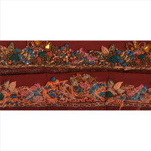 Load image into Gallery viewer, Sanskriti Vintage Sari Border Hand Beaded 2 YD Indian Trim Sewing Dark Red Lace
