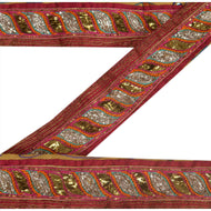 Sanskriti Vintage Sari Border Hand Embroidered 2YD Indian Trim Sewing Cream Lace
