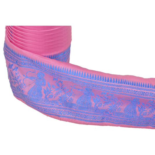 Винтажное санскритское сари из тканого балучари с каймой, 1 ярд, кружево для шитья с отделкой для рукоделия, 4 дюйма