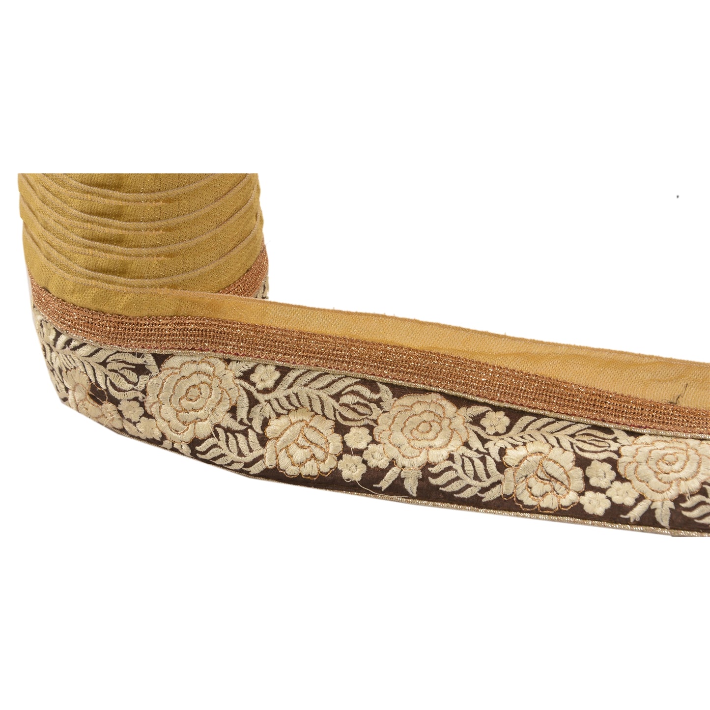 Sanskriti Vintage Sari Border Craft Brown Trim Embroidered 1 Yd Deco Sewing Lace