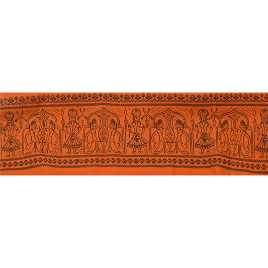 Sanskriti Vintage Sari Border Woven 1 Yd Trim Sewing Orange Craft Decor Lace