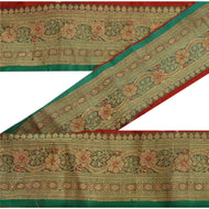 Sanskriti Vintage 4 YD Trim Green Sari Border Woven Brocade Craft Sewing Lace