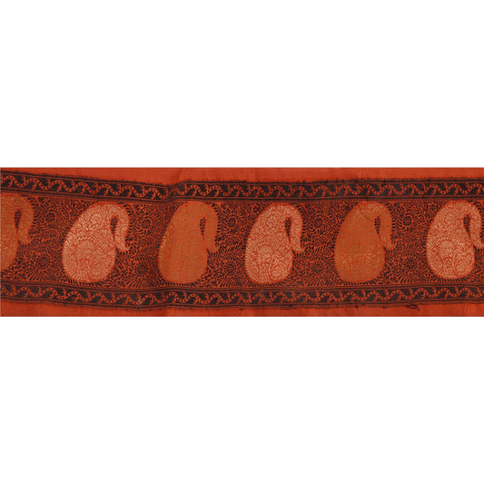 Sanskriti Vintage Sari Border Woven 1 Yd Trim Sewing Orange Craft Orange Lace