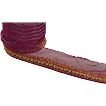Load image into Gallery viewer, Sanskriti Vintage Sari Border Hand Embroidered 5YD Craft Trim Ribbon Purple Lace
