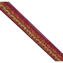 Load image into Gallery viewer, Sanskriti Vintage Sari Border Hand Embroidered 5YD Craft Trim Ribbon Purple Lace
