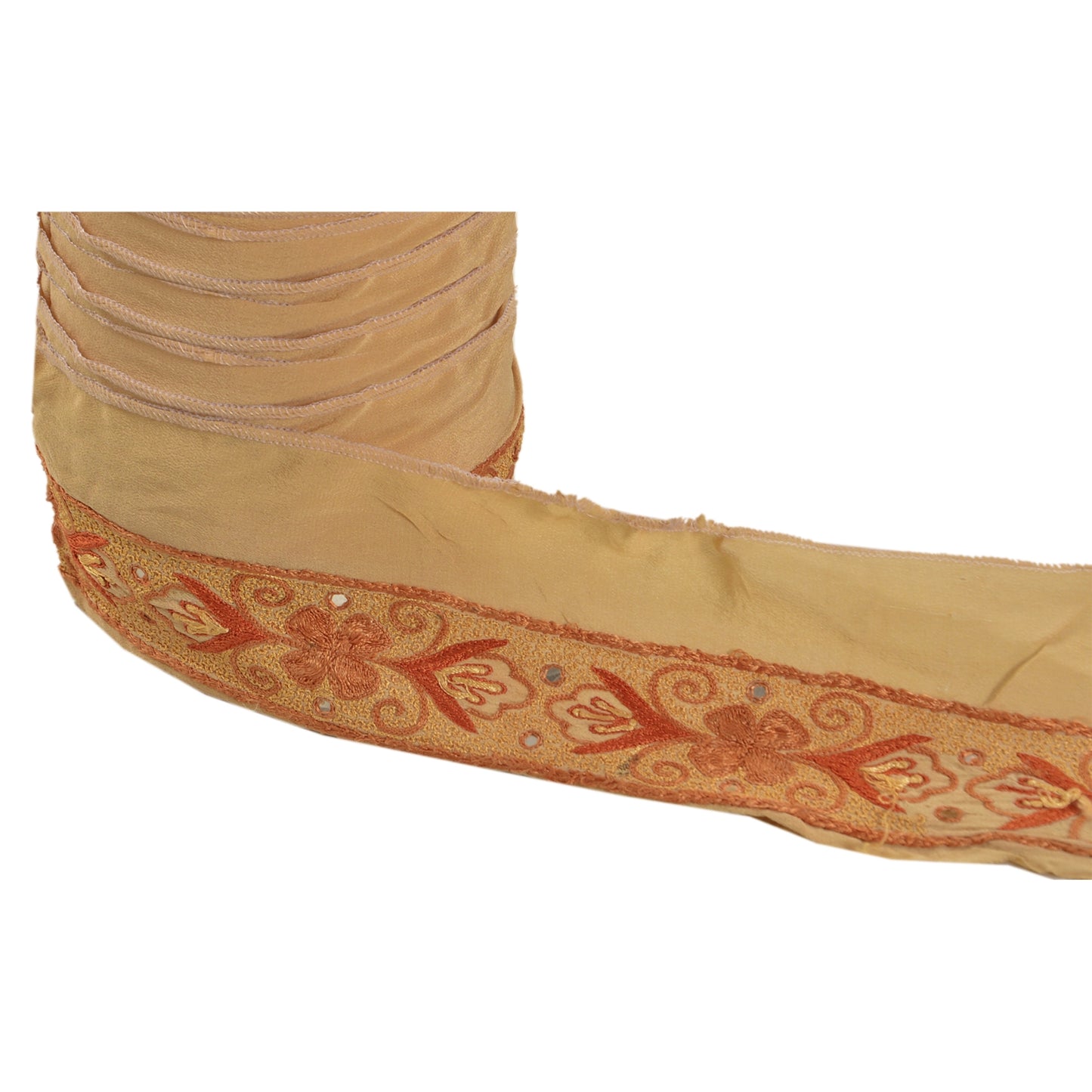 Sanskriti Vintage 1 Yd Sari Border Hand Embroidered Craft Trim Ribbon Cream Lace