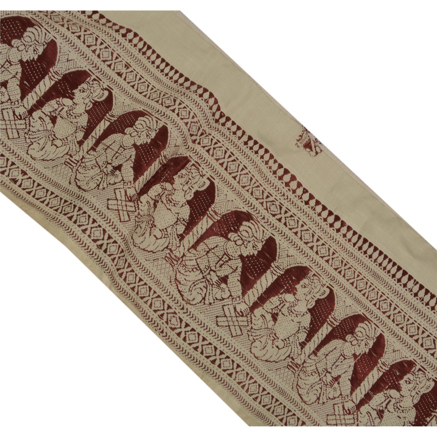 Винтажное санскритское сари 1 ярд с каймой, тканое белучари с отделкой для рукоделия, кружево 4,5 дюйма W