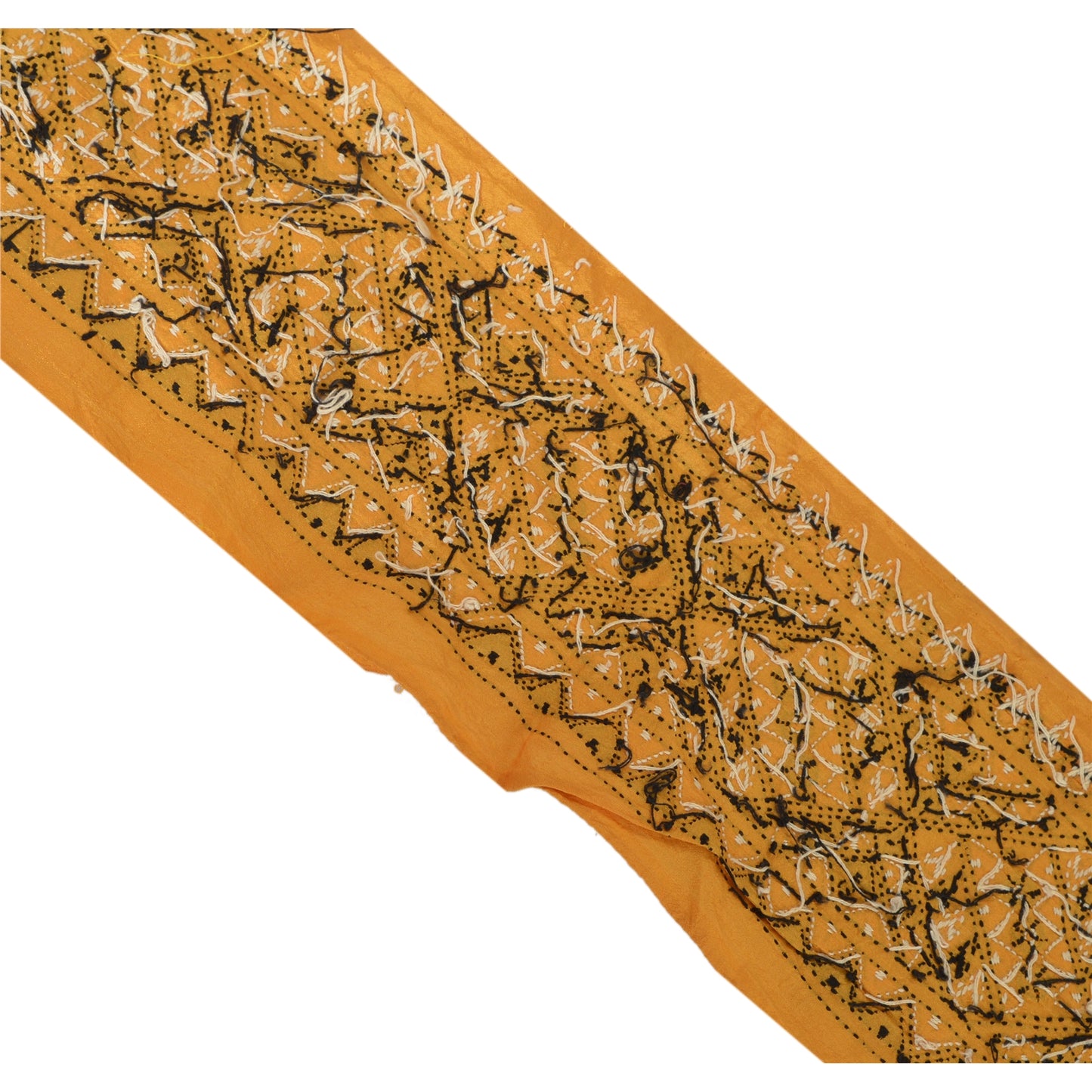 Sanskriti Vintage 1 Yd Kantha Sari Border Hand Embroidered Trim Sewing Craft Lace