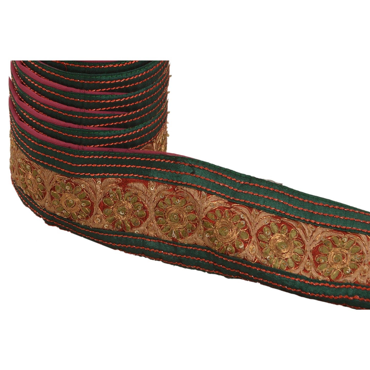 Санскрити Винтаж 1 ярд сари кайма антикварная ручная отделка бисером шитье красное кружево