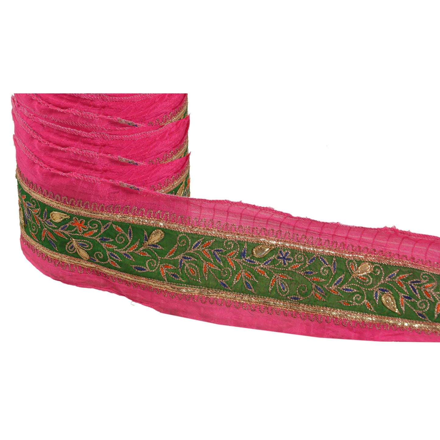 Sanskriti Vintage 1 Yd Sari Border Hand Embroidered Craft Trim Sewing Pink Lace