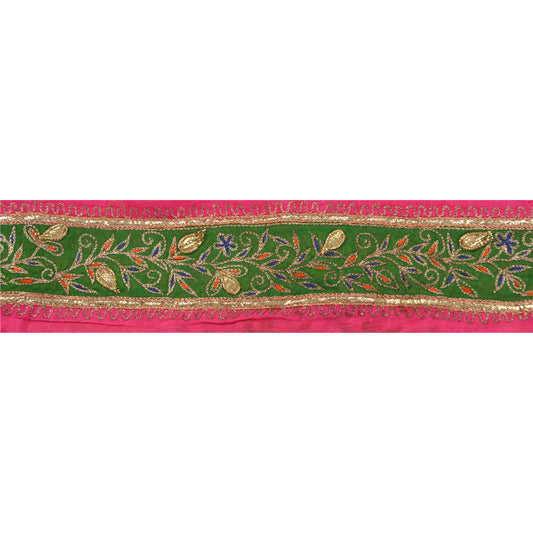 Sanskriti Vintage 1 Yd Sari Border Hand Embroidered Craft Trim Sewing Pink Lace