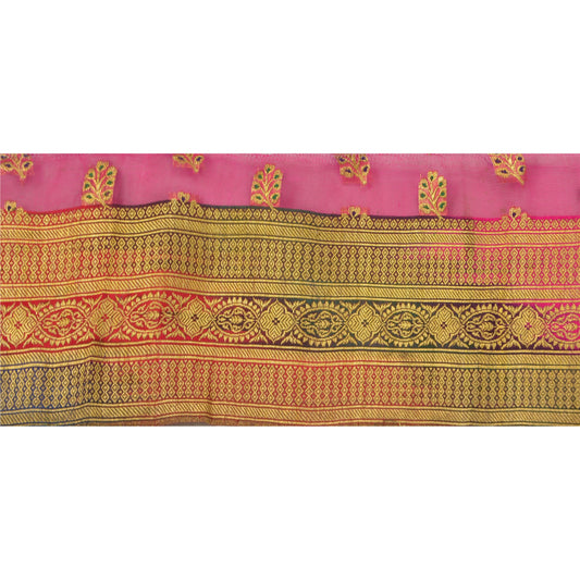 Sanskriti Vintage 1 Yd Sari Border Woven Brocade Craft Sewing Pink 4"W Lace