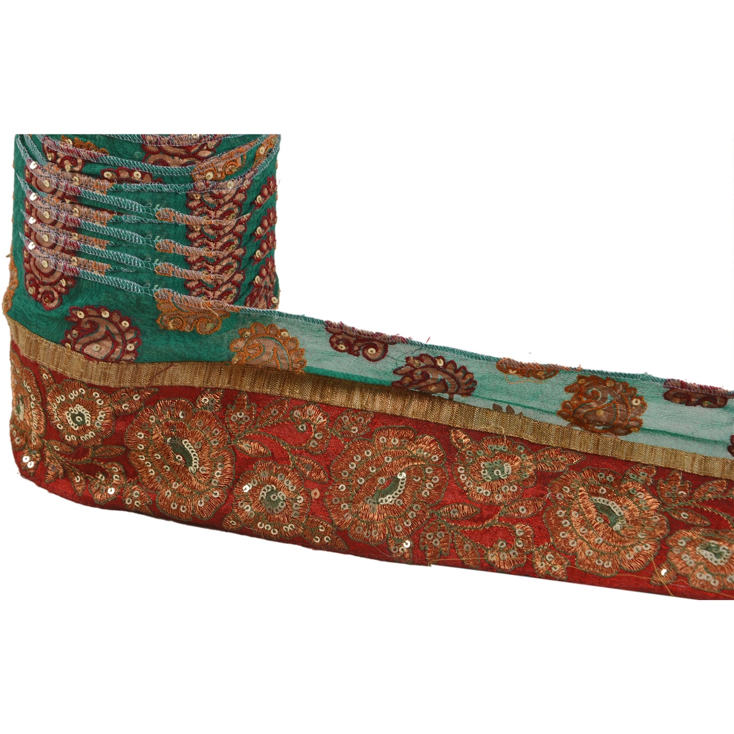 Санскрити Винтаж 1 ярд сари кайма вышитая лента темно-красный ремесленный кружевной