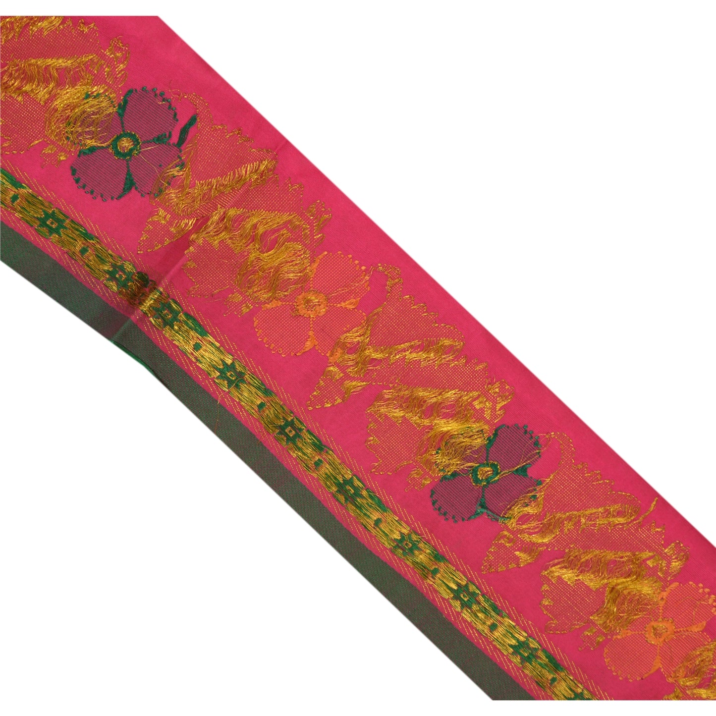 Sanskriti Vintage 1 Yd Sari Border Craft Woven Indian Trim Sewing Pink Lace