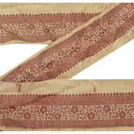 Sanskriti Vintage 5 YD Sari Border Woven Indian Trim Sewing Cream Craft Lace