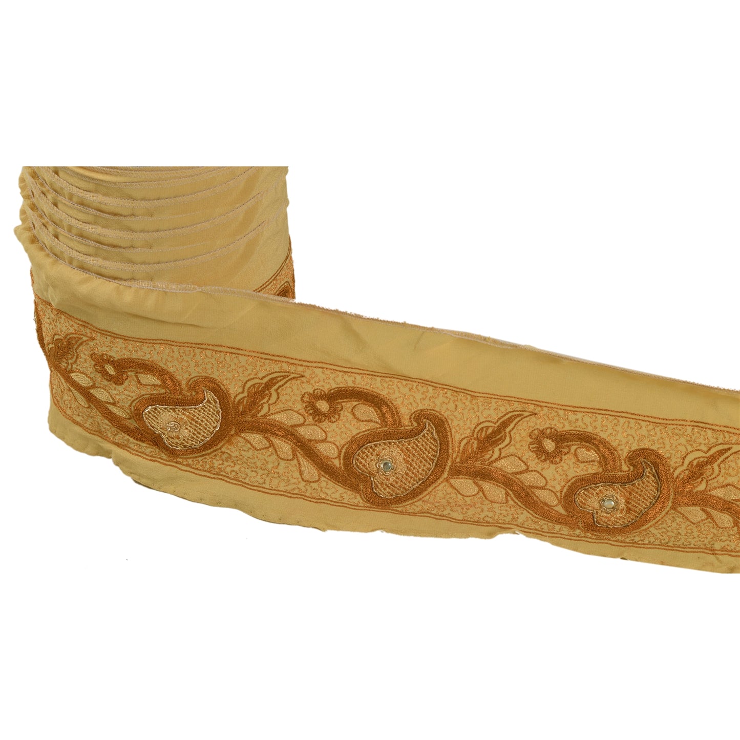 Sanskriti Vintage 1 Yd Sari Craft Border Hand Beaded Sewing Cream Trim Lace