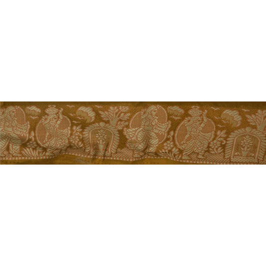 Санскрити Винтаж 1 ярд сари кайма тканая отделка шитье зеленое ремесло цветочное кружево