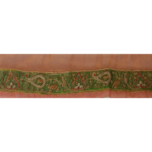Санскрити Винтаж 1 ярд сари ремесло кайма вышитая вручную лента золотое кружево