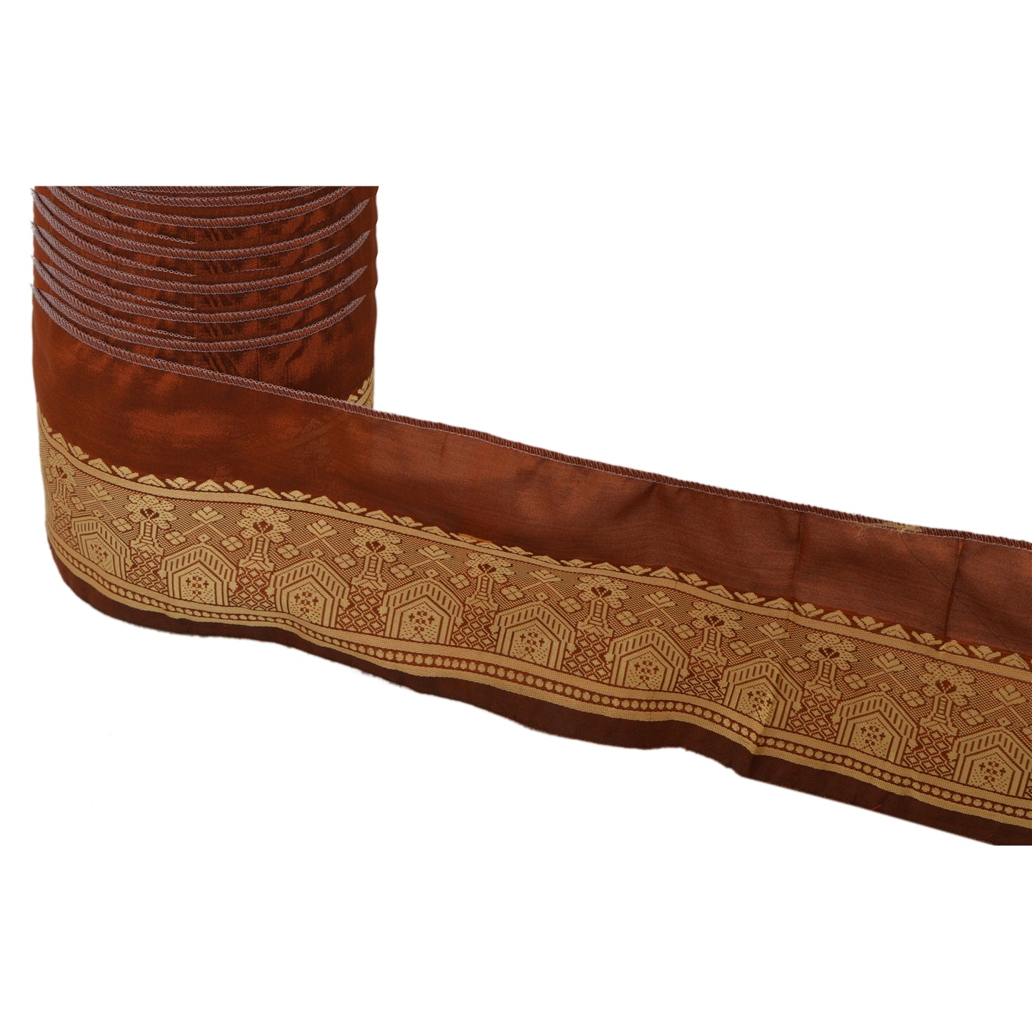 Sanskriti Vintage 1 Yd Sari Craft Border Woven Indian Trim Sewing Orange Lace