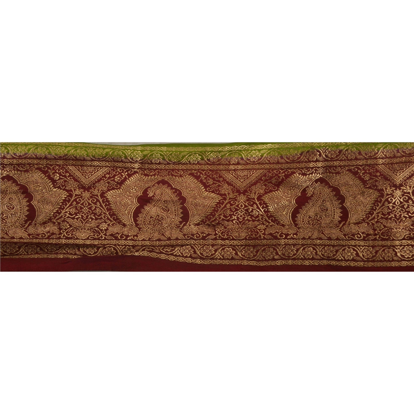 Sanskriti Vintage 1 Yd Trim Sari Border Woven Brocade Craft Sewing 2.7"W Lace