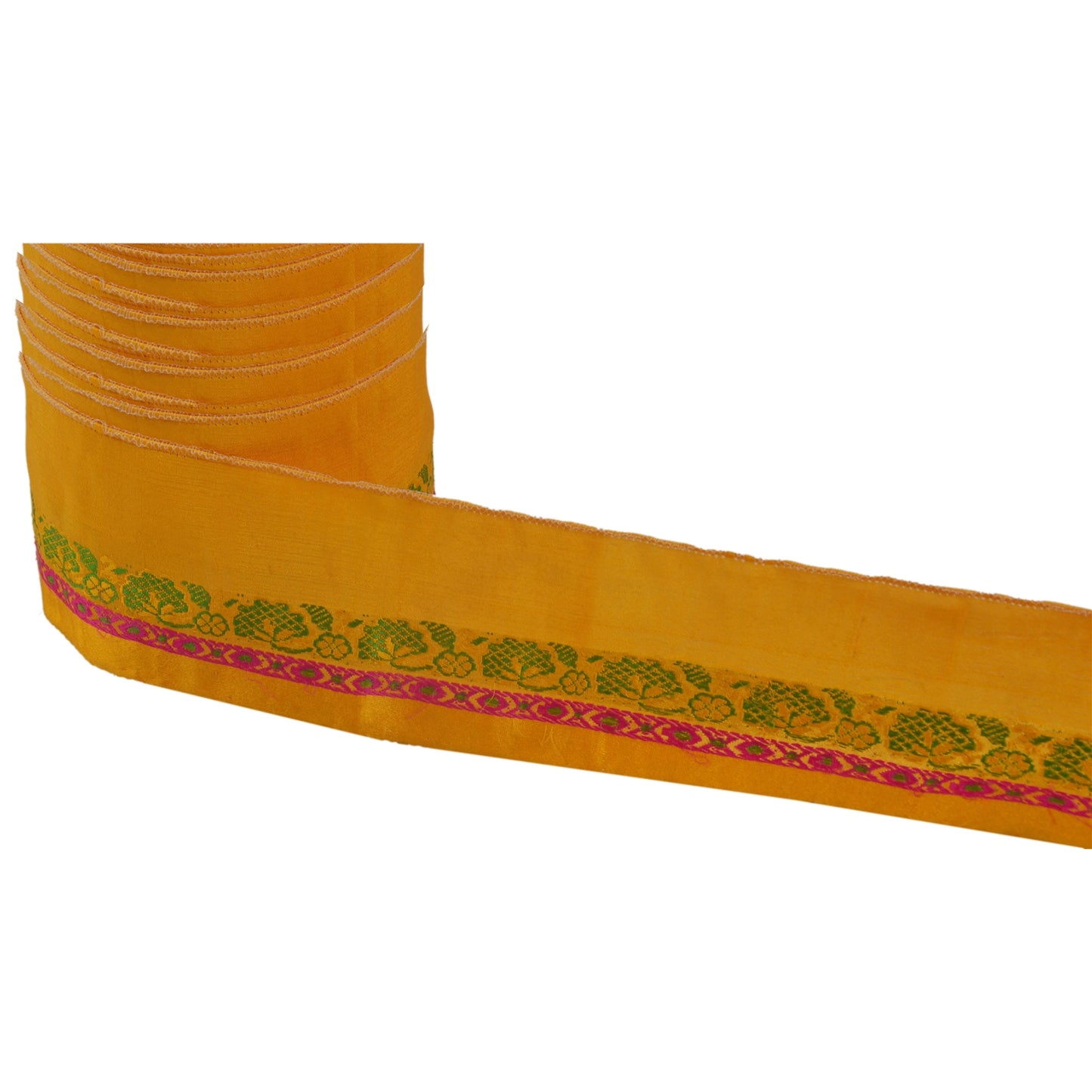 Санскритский винтажный желтый сари-кайма, расшитая вручную бисером, 1 ярд, отделочная лента, кружево