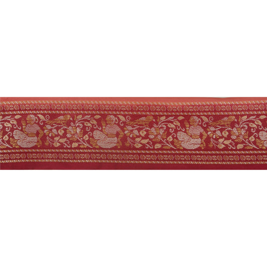 Sanskriti Vintage Peach Sari Border Hand Beaded 1 Yd Craft Trim Sewing Lace