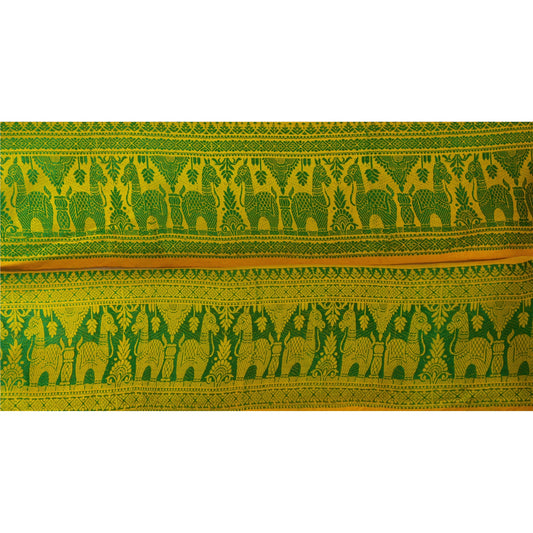 Sanskriti Vintage Yellow Sari Border Woven Indian Craft Trim Sewing 1 Yd Lace