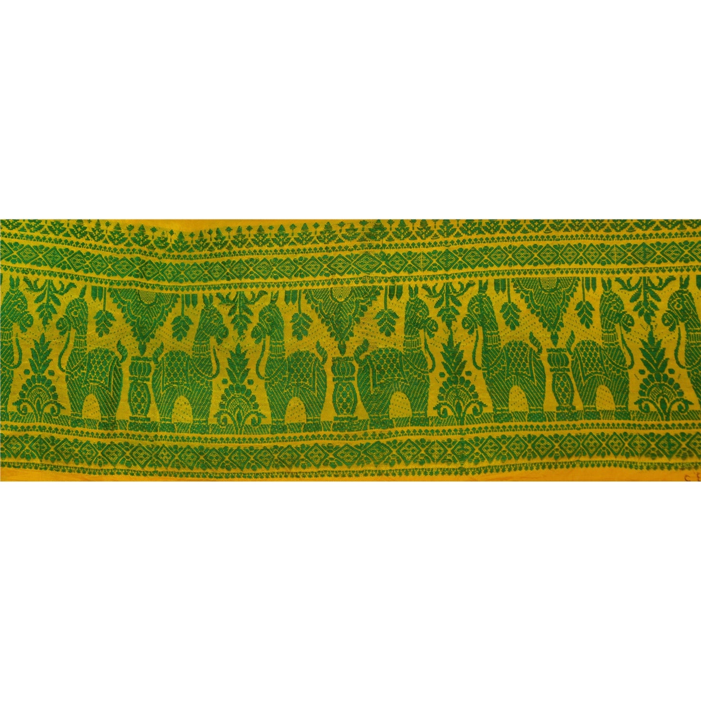 Sanskriti Vintage Yellow Sari Border Woven Indian Craft Trim Sewing 1 Yd Lace