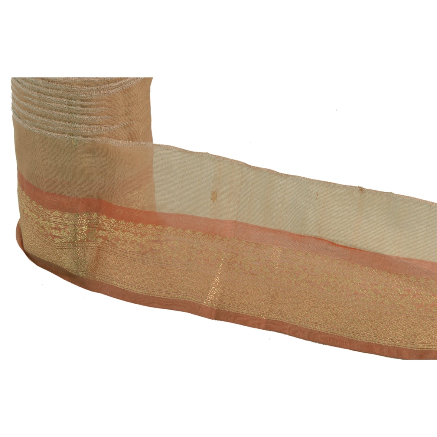 Sanskriti Vintage 1 Yd Indian Sari Border Woven Trim Sewing Peach Craft Lace