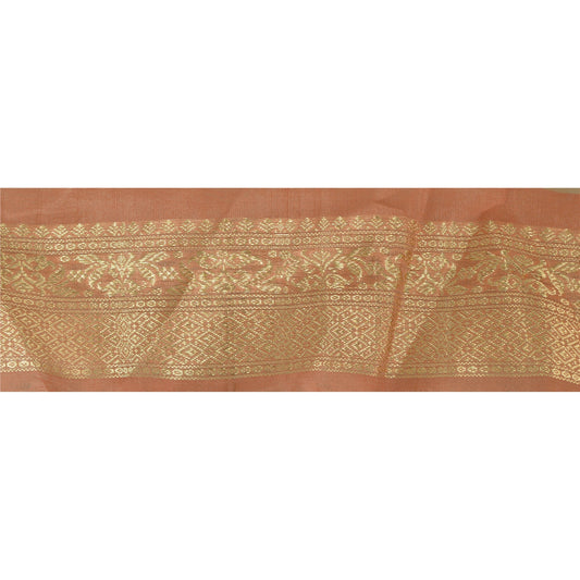 Sanskriti Vintage 1 Yd Indian Sari Border Woven Trim Sewing Peach Craft Lace