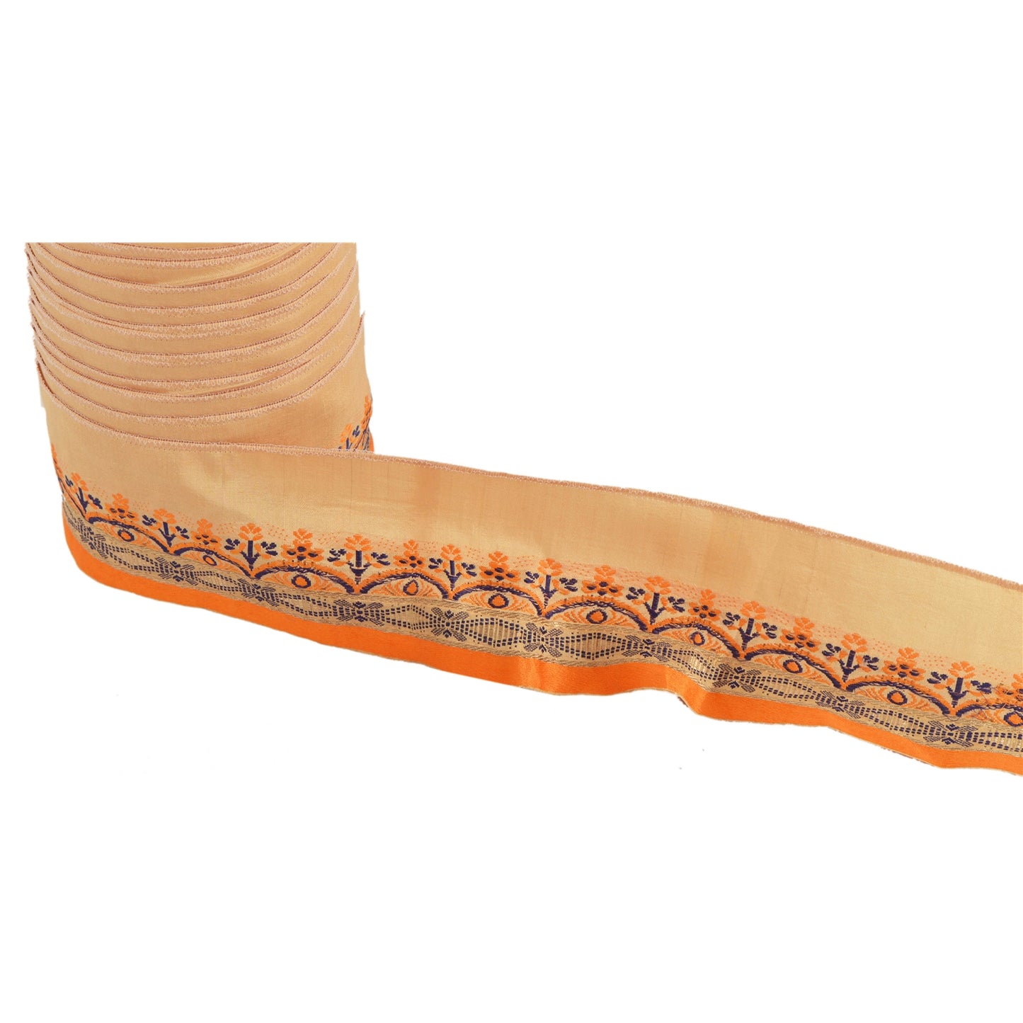 Sanskriti Vintage 1 Yd Sari Border Antique Woven Trim Ribbon Cream Craft Lace