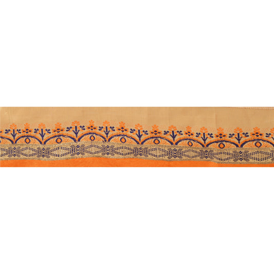 Sanskriti Vintage 1 Yd Sari Border Antique Woven Trim Ribbon Cream Craft Lace