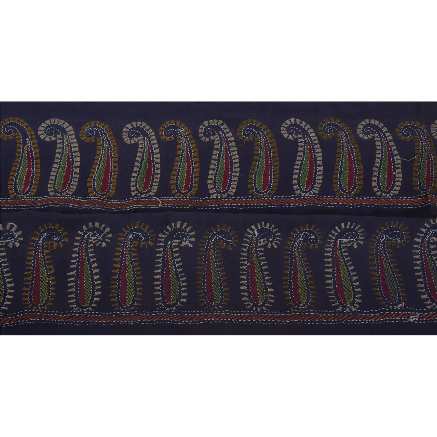 Sanskriti Vintage 1 Yd Kantha Sari Border Hand Embroidered Sewing Craft Lace