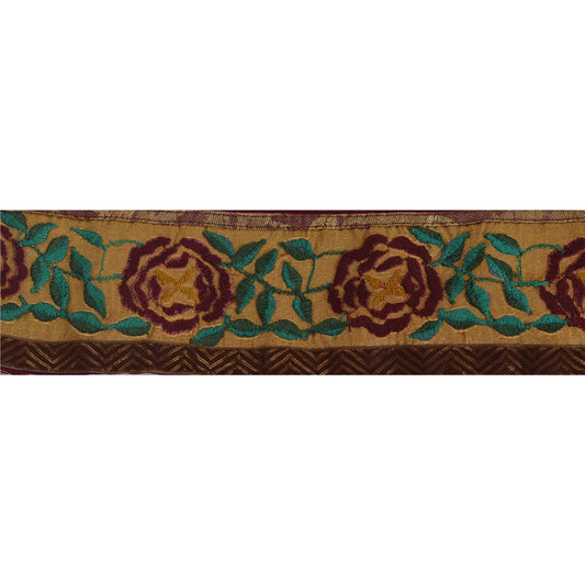 Sanskriti Vintage 1 Yd Sari Border Embroidered Sewing Craft Cream Decor Lace