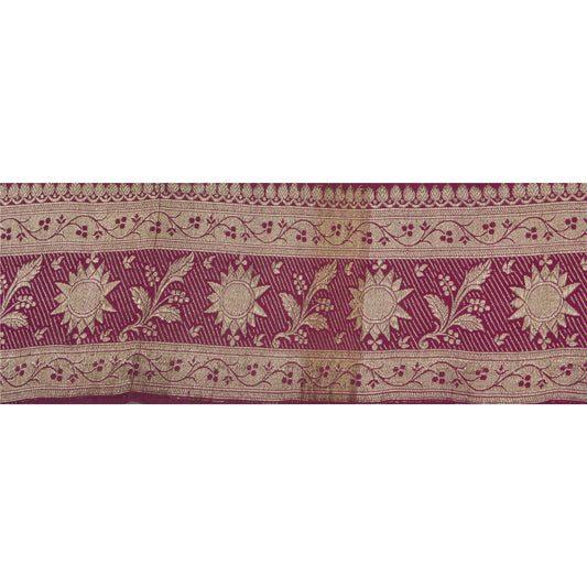 Sanskriti Vintage 1 Yd Trim Sari Border 4.5"W Brocade Craft Sewing Purple Lace