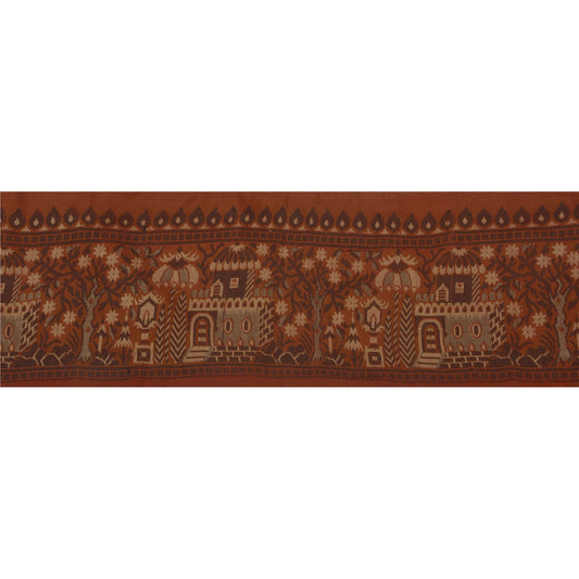 Санскрити Винтаж 1 ярд сари кайма тканая отделка шитье оранжевое ремесло декор кружево